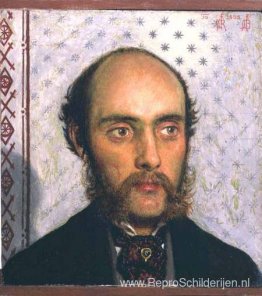 Portret van William Michael Rossetti (1829-1919) bij lamplicht