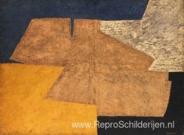 Gele, paarse, blauwe en zwarte compositie (De Gouden Tafel)