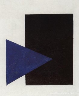 Suprematisme met blauwe driehoek en zwart vierkant