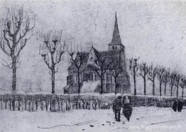 De kerk in Nuenen in de winter