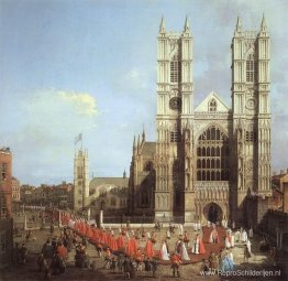 Westminster Abbey, met een processie van ridders van het bad