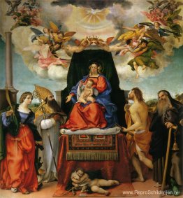 Gekroonde Madonna met engelen en heiligen, St. Catharina van Ale