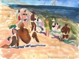 Bridgehampton Beach met figuren