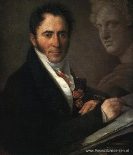 Portret van de kunstenaar N.I. Utkin met een potlood