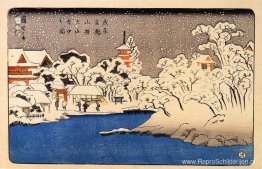 Een sneeuwstorm bij de Kinryozan-tempel