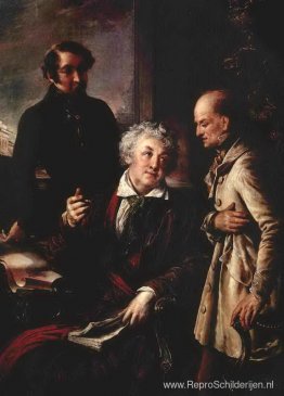 Portret van Fedor Semenovich Moslov met medewerkers van stoeteri