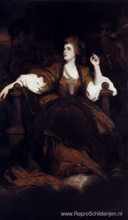 Portret van mevrouw Siddons als de tragische muze