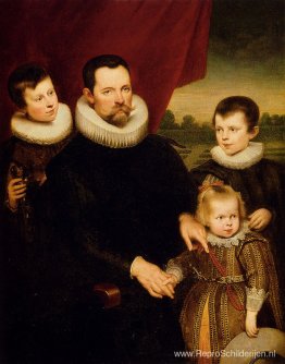 Portret van een edelman en drie kinderen