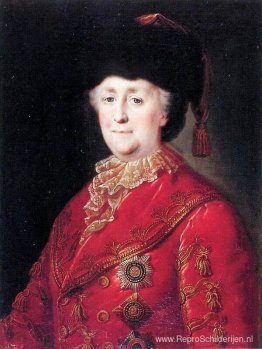 Portret van keizerin Catharina II met reizende jurk