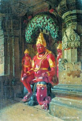 Standbeeld van Vishnu in de tempel van Indra in Ellora