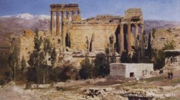 Baalbek. Ruïnes van de kathedraal van Jupiter en de kathedraal v