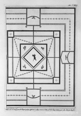 In het Huis van Pompeii, muur op de bovenste verdieping, short d