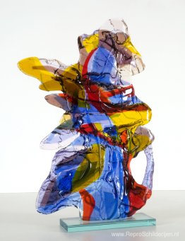 geen titel kleurrijke abstracte glaskunst - sculptuur in fusiont