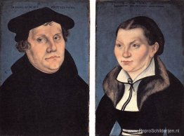 Tweeluik met de portretten van Maarten Luther en zijn vrouw