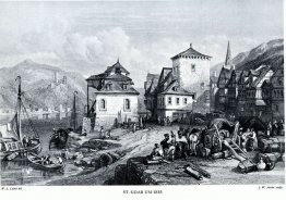 St. Goar omstreeks 1835, gravure door J.W. Boogschutter naar Lei