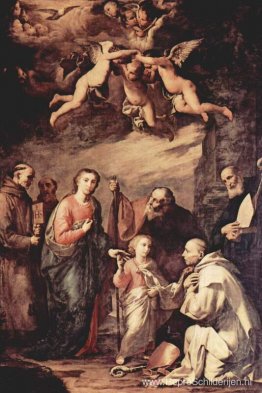 Heilige Familie met St. Bruno, de kartuizermonniken, heiligen di