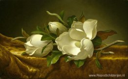 Magnolia's op goudfluwelen doek