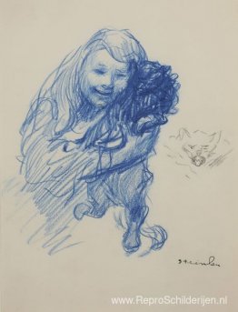 Steinlen's dochter Colette met kat