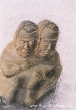 Inca-sculptuur van Siamese broers