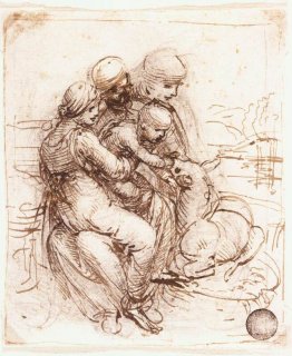 Studie van Sint-Anna, Maria, het Christuskind en de jonge Sint-J