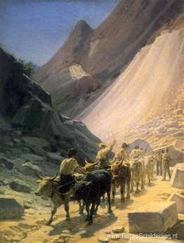 Het transport van marmer in Carrara