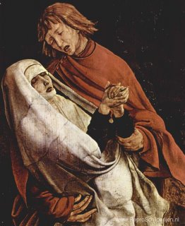 Maagd en Maria Magdalena aan de voet van het kruis (detail van h