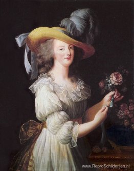 Marie Antoinette in een mousseline-jurk