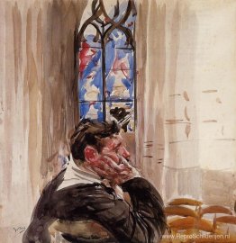 Portret van een man in de kerk