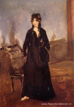 Jonge vrouw met een roze schoen (Portret van Berthe Morisot)