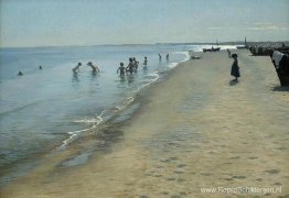 Zomerdag op het zuidelijke strand van Skagen