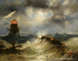 De Irwin-vuurtoren, storm woedt