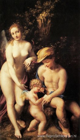 Venus met Mercurius en Cupido (De School van de Liefde)