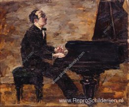 Portret van een Italiaanse pianist en dirigent Carlo Tsekki