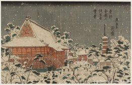 Sneeuwscène bij de Sensô-ji-tempel in Kinryûzan in de oostelijke