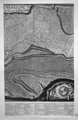 Plattegrond van de bestaande fabrieken in de Villa Adriana, met