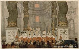 Pauselijke ceremonie in de Sint-Pietersbasiliek in Rome onder he