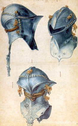 Drie studies van een helm