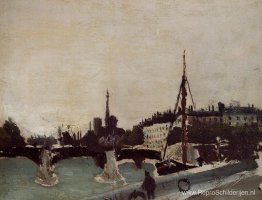 Uitzicht op het Ile Saint Louis vanaf de Quai Henri IV-studie