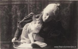 Amelia Van Buren met een kat