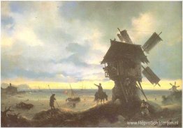 Windmolen aan de zeekust