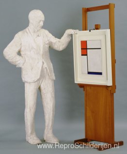 Portret van Sidney Janis met Mondriaan-schilderij