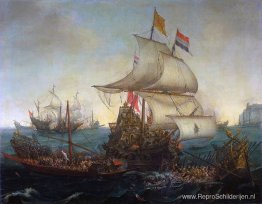 Nederlandse schepen rammen Spaanse galeien voor de Vlaamse kust