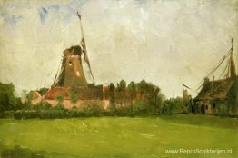 Windmolen op het Nederlandse platteland