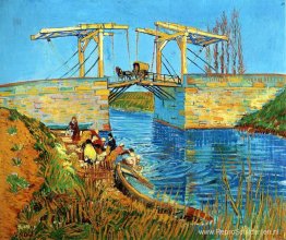 De Langlois-brug in Arles met wassende vrouwen