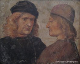 Zelfportret van Luca Signorelli (links)