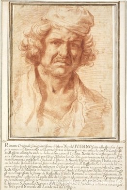 Zelfportret van Nicolas Poussin uit 1630, herstellende van een e