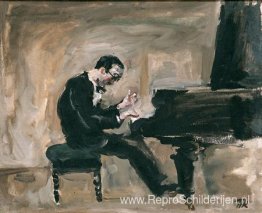 Portret van een Italiaanse pianist en dirigent Carlo Tsekki