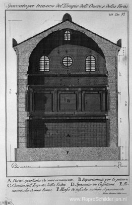 Dwarsdoorsnede dwars op de Tempel van Eer en Deugd