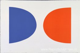 Blauw en oranje uit de reeks van zevenentwintig kleurenlitho's