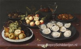 Stilleven Van Fruit En Een Bord Oesters